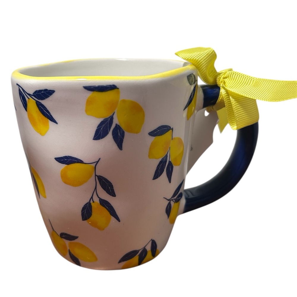 NWT Lemon Pattern Ceramic Mug with Yellow Ribbon - Picture 3 of 3